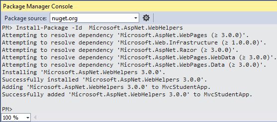 Installing WebHelpers by Package Manger Console